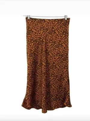Hyped Unicorn Leopard Animal Print Satin Midi Skirt thumbnail 2