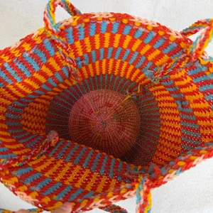 Boho Woven‎ Straw Tote Bag Multi Color Striped Beach Shoulder Bag Summer Purse thumbnail 4