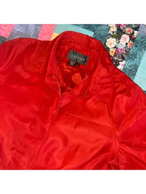Lauren Ralph Lauren Vintage Red Polyester Trench Coat, Woman’s Size Large thumbnail 2