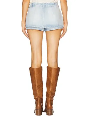 Free People Galivanting Skort in Aegean 26 New Womens Denim Jean Skirt Shorts thumbnail 4