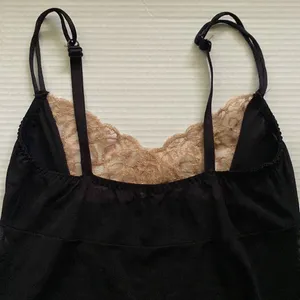 Vintage Pretty Lady black nylon lace trim short slip nightie, size medium thumbnail 4