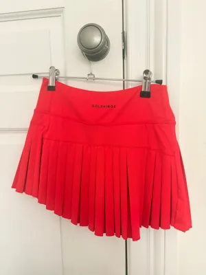 Red Gold Hinge Pleated Tennis Skirt thumbnail 2