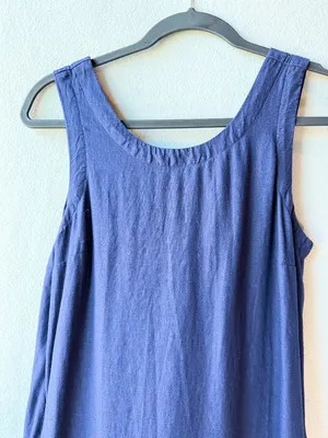 Calypso St. Barth Navy Linen Blend Scallop Hem‎ Shell Dress Small Coastal Boho thumbnail 4