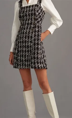NWT Anthropologie Maeve black & white tweed mini dress thumbnail 1