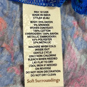 Soft Surroundings Blue Tamuri Embroidered Beaded Boho Tunic Top‎ Size M thumbnail 11