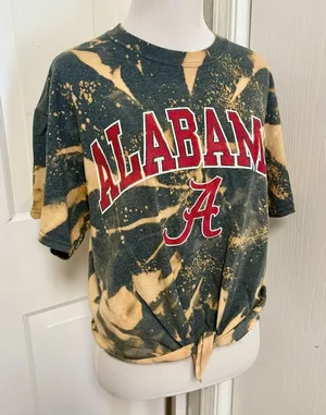 Gildan Vintage Alabama Tie Crop Tie Dye Tee G2 thumbnail 1