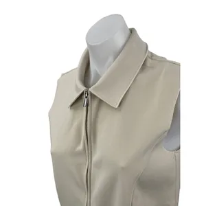 MNG Mango Women's White Cream Ivory Sleeveless Full Zip Blouse Shirt Top Size M thumbnail 2