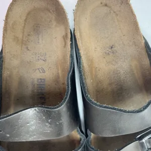 Birkenstock Arizona Size 37 US 6 6.5 Leather Sandals Anthracite Metallic Pewter thumbnail 7