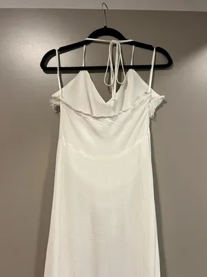 Ivory Fringe-Trim Maxi Dress with Adjustable Straps thumbnail 3