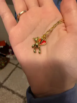 Gold teddy bear and heart necklace from evry jewels thumbnail 1
