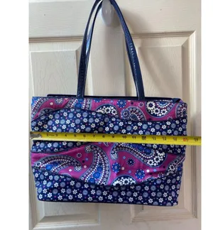 Vera Bradley Blue Pink Quilted Fabric Tote Bag thumbnail 5