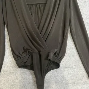 Intimately‎ Free People Size-L/G Bodysuit Olive Turnt Faux Wrap Long Sleeve thumbnail 7