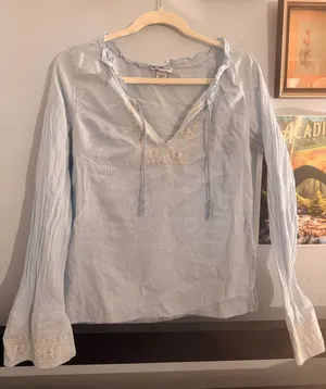 Light Blue Abercrombie & Fitch Bell Sleeve Blouse thumbnail 1