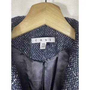 CAbi Women Blair Pea Coat Sz‎ XS Dark Blue Tweed Wool Blend Jacket Herringbone thumbnail 5
