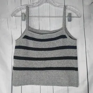 Abercrombie & Fitch Gray and Black Striped Cropped Casual 90’s Women's Top thumbnail 6