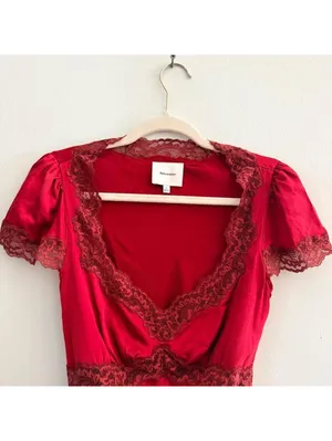 Reformation Romi Silk Mini Dress in Sangre thumbnail 2