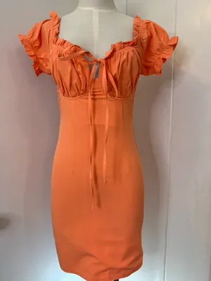Tiger Mist Orange Ruffle Tie-Front Mini Dress thumbnail 1
