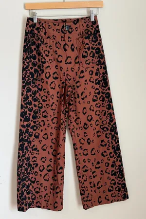 Anthropologie Maeve The Colette Crop‎ Wide-Leg Pants Size 25 Brown Black thumbnail 1
