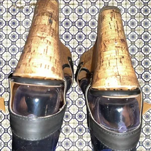 Mossimo supply co black straps and cork wedge heels! thumbnail 7