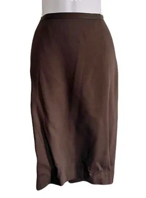 NWT Linda Allard / Ellen Tracy Brown Wool-Blend Skirt, Size 8 thumbnail 1