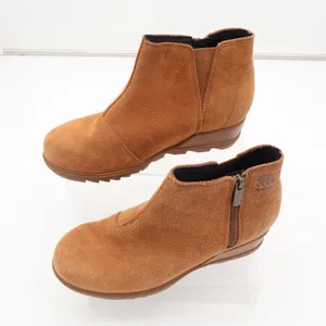 Sorel Ankle Boots Womens 8 Lolla II Tan Suede Wedge Side Zip Excellent thumbnail 4