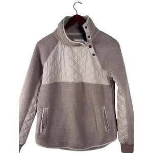 Abercrombie & Fitch XS Sherpa Fleece Quilted Mock Neck‎ Snap Pullover Sweatshirt thumbnail 3