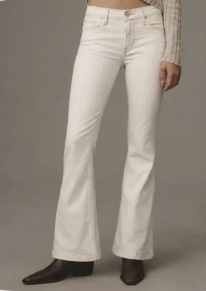 Happily Grey Off White Cream Flare Jeans Size 5 / 27 NWOT High Low thumbnail 1