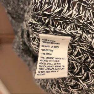 American Eagle Cotton Button Front Cardigan‎ Heather Marled Black White Small thumbnail 3