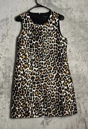 J. Crew‎ A-Line Leopard Print Shift Mini Dress Size 6 Black Brown Sleeveless New thumbnail 1