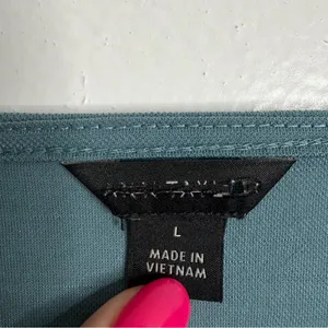 NWOT Ann Taylor Smocked Waist Flare Midi Dress Large Teal Casual Minimalist Work thumbnail 6
