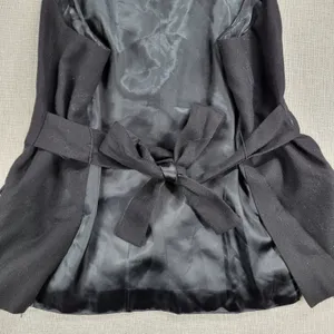 Gap Womens Vest Large Black Wool Blend Plunging Neck Waist Tie Double Breasted thumbnail 8
