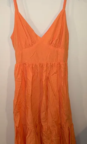 Vibrant Orange Midi Dress Size M thumbnail 1