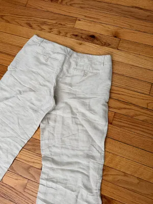 New York & Company Vintage Linen Cream Wide Trousers y2k sz 12 work minimalist coastal thumbnail 5