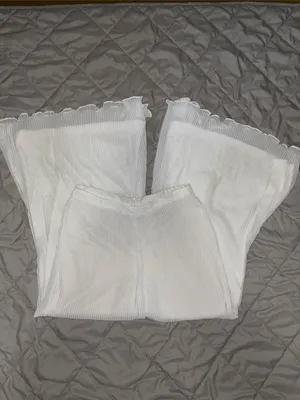 ✨ Samuel Dong White Pleated Pants – Textured Sculptural Evening Wear – Size L thumbnail 4