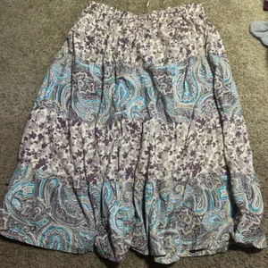Kaaku Womens Cotton Tiered Midi Skirt Purple Teal‎ Floral Paisley Boho Peasant thumbnail 4