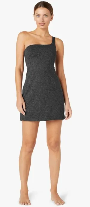 Beyond Yoga One and Only Heathered Gray One Strap Mini Dress Athleisure Small thumbnail 1