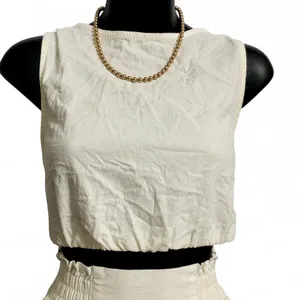Maple Sleeveless linen Crop Top White Size M thumbnail 3