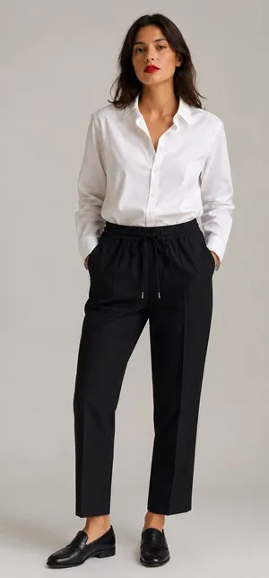 COS Black Elastic Drawstring Joggers woman sz 4 thumbnail 1