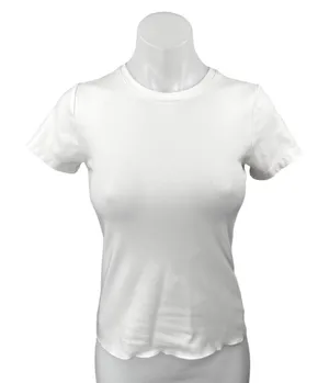 WeWoreWhat Women's White Short Sleeve Slim Fit Crew Neck T Shirt Tee Top Size M thumbnail 1