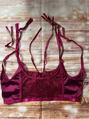 Dreamgirl Starstruck Purple Satin 3 Pc Bra Garter G String Set Sz XL thumbnail 7
