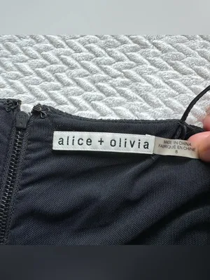 Alice + Olivia Stila Midi Dress 8 Black LBD Side Slit Sparkle Minimalist Party thumbnail 12