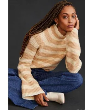 Anthropologie Maeve Striped Turtleneck NEW thumbnail 1