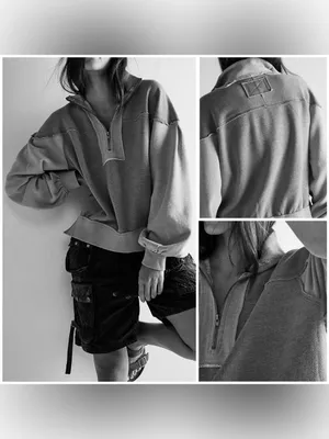 Free People We the Free Kassey Half Zip - Heather grey combo - Small thumbnail 2