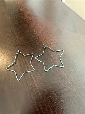 Francesca's Collections Silver Star Outline Hoop Earrings for Kids thumbnail 2