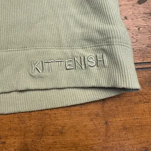 Kittenish Ribbed Cropped Tank Top Women's S Sage Green Sleeveless Knit‎ flaw thumbnail 3