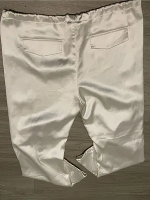 Satin Boot-Flare Pants in Ivory thumbnail 3