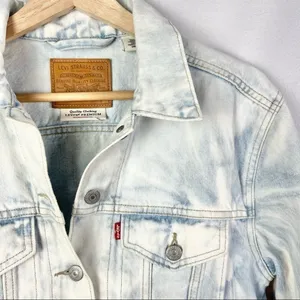 Levi's Ex-Boyfriend Acid Wash Button‎ Down Denim Trucker Jacket S thumbnail 4