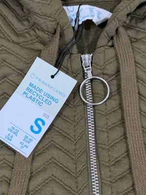 Primark Cares Chevron Zip-Up Hoodie Women's Size Small Olive Green NEW thumbnail 6