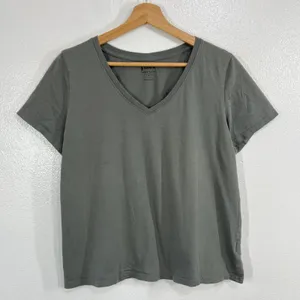 Pact Womens 100% Organic Cotton Softspun Essential V-Neck Tee M Charcoal Gray thumbnail 1