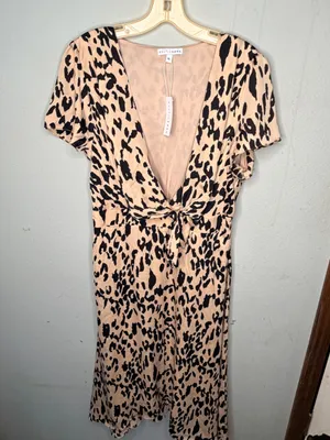 Baltic Born Poppy Satin Midi Dress Animal Print nwt thumbnail 9